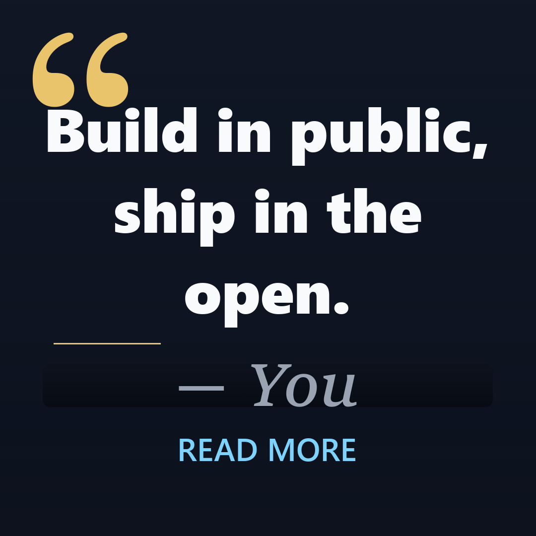 Quote social post template preview: Build in public